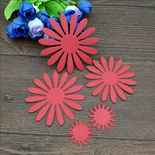 Vista 3 de Juego de 5 troqueles de metal de flores 3D, plantillas de manualidades para manualidades, tarjetas de papel, plantillas de corte para manualidades