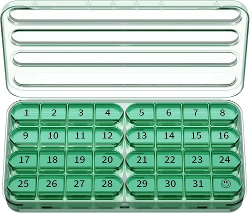 Vista 10 de Zoksi Organizador de pastillas mensual 1 vez al día, organizador de pastillero de 30 días, estuche de pastillas de un mes para viajes, contenedor