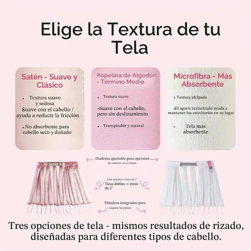 Vista 7 de Octocurl Diadema sin calor, rizadores de pelo para dormir, rizadores sin calor para cabello largo (algodón, rosa)