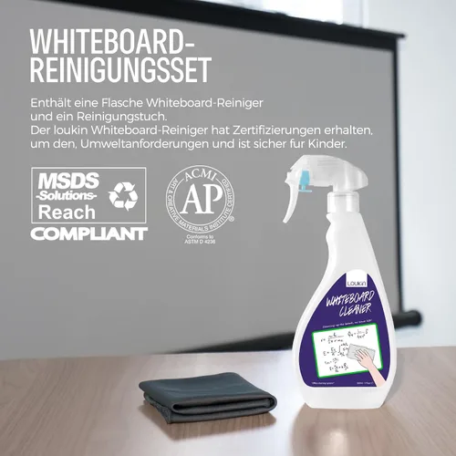Vista 2 de loukin Paquete de accesorios para pizarra blanca Kit de limpiador de pizarra blanca no tóxico (17 fl oz) y soporte magnético y adhesivo