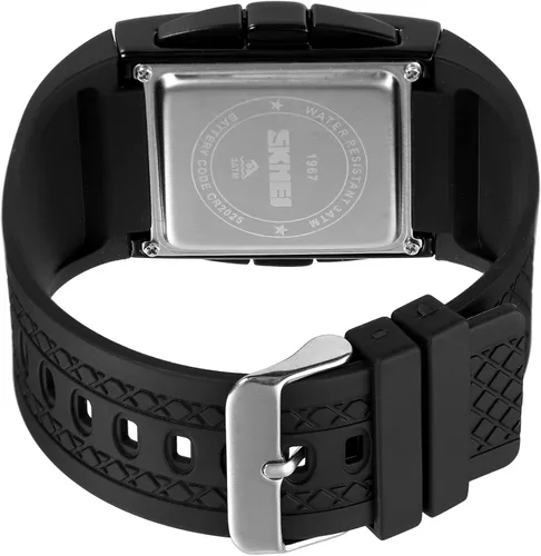 Vista 4 de CakCity Reloj deportivo digital para hombre y mujer, pantalla de cristal, esfera grande, aleación, concha, cuadrado, impermeable, casual