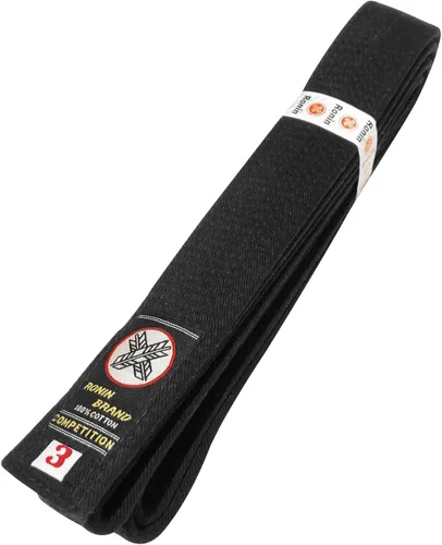 Vista 2 de Ronin Deluxe - Cinturón de algodón negro para karate, judo, tae kwon do, aikido, jujitsu artes marciales