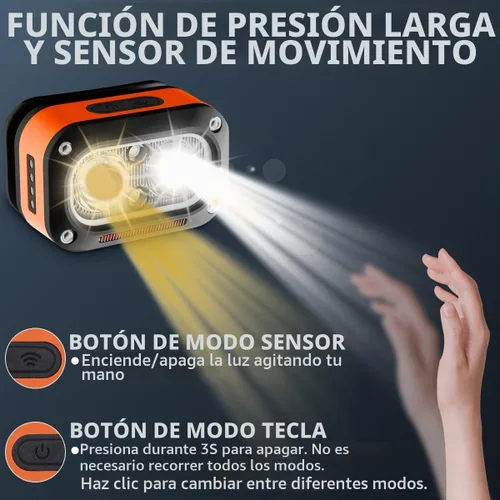 Vista 4 de Faro recargable 2 unidades, luces de cabeza superbrillantes para la frente, 5 modos de luz de cabeza impermeable con sensor de movimiento, linterna