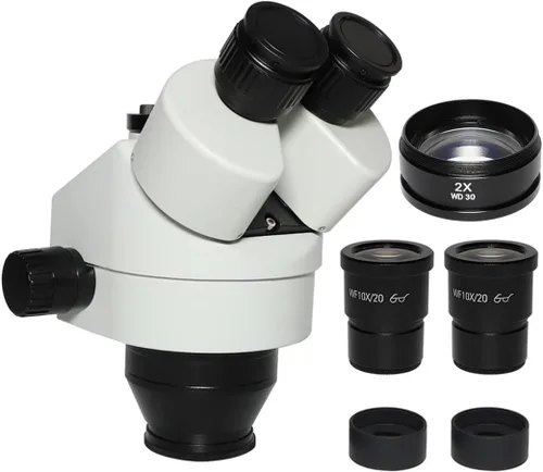 Vista 7 de Kit de accesorios para microscopio 3.5X-90X 7X-45X simulfocal trinocular microscopio de video microscopio zoom estéreo cabeza + WD165 0.5X 2.0X