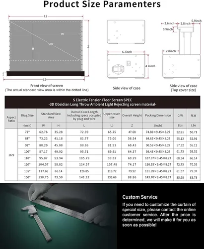 Vista 7 de VIVIDSTORM-3D - Material de pantalla de rechazo de luz ambiental de enfoque largo, pantalla de proyección motorizada para levantamiento de piso