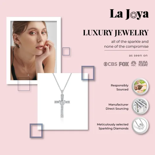 Vista 2 de Collar con cruz de diamantes cultivados en laboratorio para mujer Color GH VSSI Clarity 120-1 CT. Collar con colgante de diamantes en plata de ley