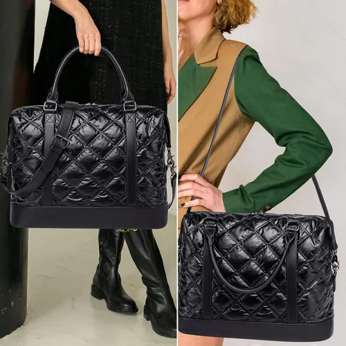 Vista 2 de LEDAOU Bolsa de viaje de fin de semana para mujer y mujer, bolsa de lona con funda de equipaje