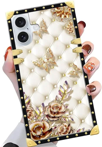 Vista 114 de Funda compatible con iPhone X/Xs, TPU suave de lujo y parte trasera de policarbonato duro para niñas y mujeres, funda protectora a prueba de golpes