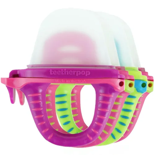 Vista 14 de Teetherpop Mordedor de silicona rellenable para bebés – Moldes de paletas de leche materna para la dentición con ranuras antiderrame – Mordedores