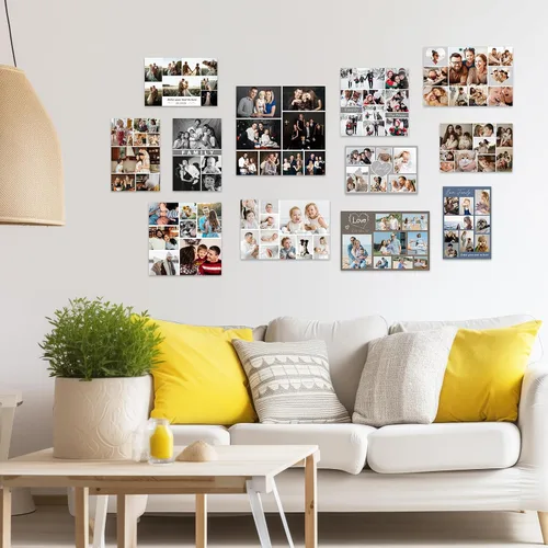 Vista 4 de ZXHYWYM Imágenes en lienzo, collage personalizado de 9 fotos, collage personalizado con texto para subir imágenes al lienzo, tu familia, perro