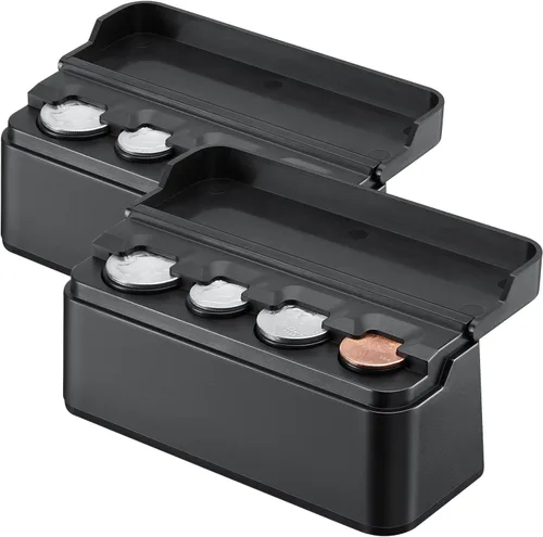 Vista 8 de JOYTUTUS Soporte para monedas para organizador de cambios de automóvil, almacenamiento universal, dispensador de dinero para la mayoría de los Negro