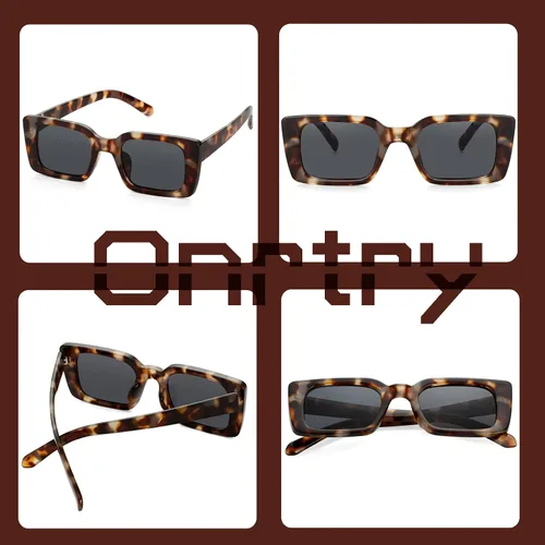Vista 5 de Onrtry Rectangle Sunglasses for Women Men Vintage Fashion Sun Glasses