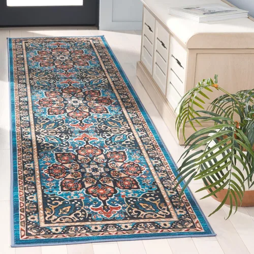 Vista 9 de SAFAVIEH Riviera Collection - Alfombra lavable de 2 pies 2 pulgadas x 9 pies, beige y carbón, antideslizante y fácil de limpiar, ideal para sala