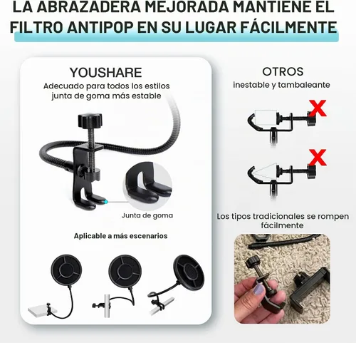 Vista 4 de Filtro de Espuma Antipop Blue Yeti - 5.5 Pulgadas de Diámetro, 6 Capas, Filtro Antipop para Cubierta de Micrófono, Pantalla Antipop Yeti Compatible