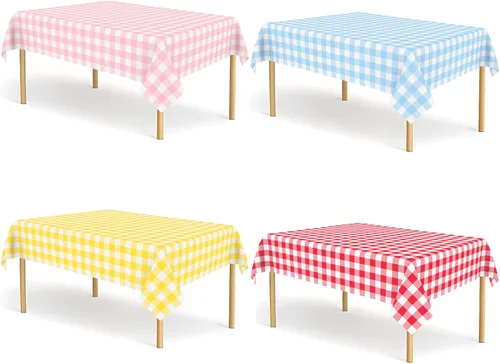 Vista 25 de Paquete de 2 manteles de plástico a cuadros en blanco y negro para fiestas, desechables de 54 x 108 pulgadas, mantel rectangular con bandera a