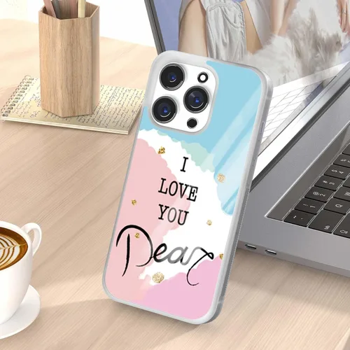 Vista 6 de Fundas de teléfono Love para mujeres aplicables a iPhone 11, 12, 13, 14 Pro Max Plus Mini, Samsung Galaxy S20 S21 S22 S23 (azul rosa te amo)