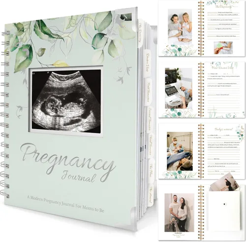 Vista 11 de Diario de embarazo para regalos de madres primerizas - Libro de recuerdos de embarazo de tapa dura de 90 páginas, hermoso y lindo recuerdo de libro