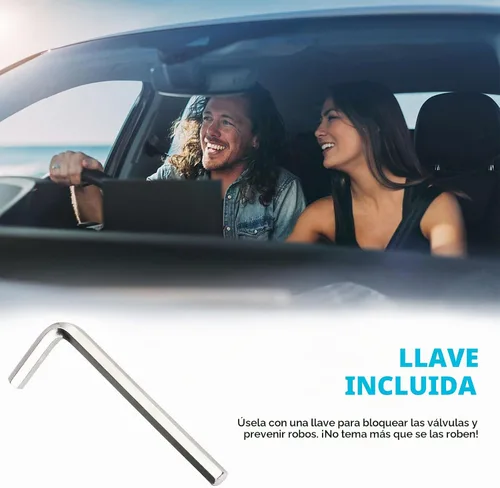 Vista 5 de Dickno 4 piezas tapas de vástago de válvula de neumático de coche con cierre, cubiertas antirrobo para vástago de válvula de rueda automática