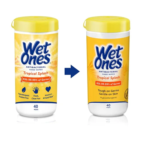 Vista 2 de Wet Ones Toallitas de manos antibacterianas, toallitas tropicales, toallitas antibacterianas, toallitas desinfectantes de manos, toallitas Wet Ones