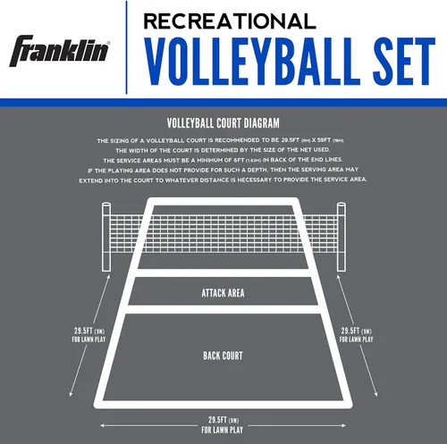 Vista 9 de Franklin Sports - Juegos de Voleibol + Bádminton - Juego de Playa + Patio Trasero - Voleibol, Bomba, Raquetas de Bádminton, Volantes, Red + Postes