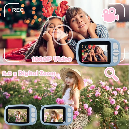 Vista 3 de Cámara instantánea para niños, mijiaowatch 12MP/1080P Cámara de impresión digital para niños con cámaras de 3.5 pulgadas para niños, tarjeta TF
