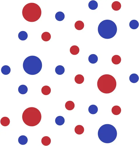 Vista 3 de Pegatinas de pared de vinilo azul/rojo - círculos de 2 y 4 pulgadas (30 calcomanías)