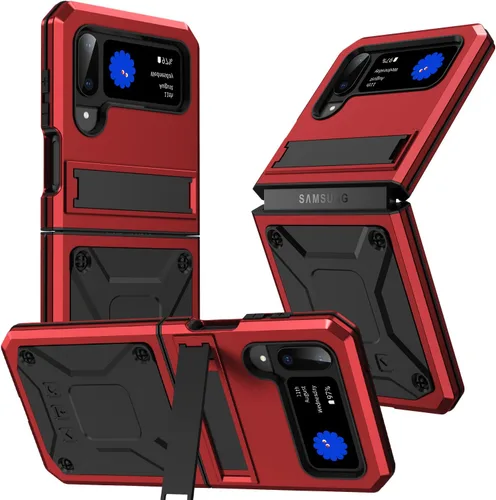 Vista 8 de Lunivop Funda de metal resistente para Samsung Galaxy Z Flip 3/Z Flip 4 Negro