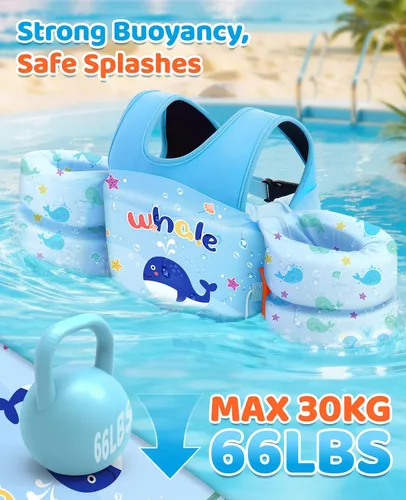 Vista 20 de HeySplash Swim Vest for Kids, Puddle Float Jumper with Safety Buckle