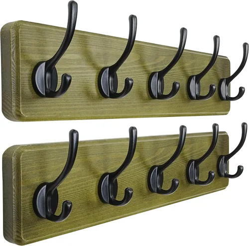 Vista 28 de Dseap Perchero de Pared: Moderno, Patentado, Resistente, 17.4" de Largo, Riel Colgador de Madera con 5 Ganchos Dobles para Abrigos de Invierno, Negro