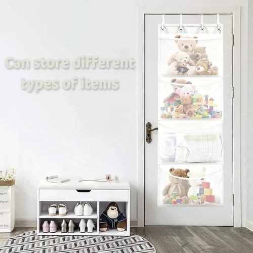 Vista 3 de Almacenamiento de animales de peluche sobre la puerta,Red de hamaca de animales de peluche
