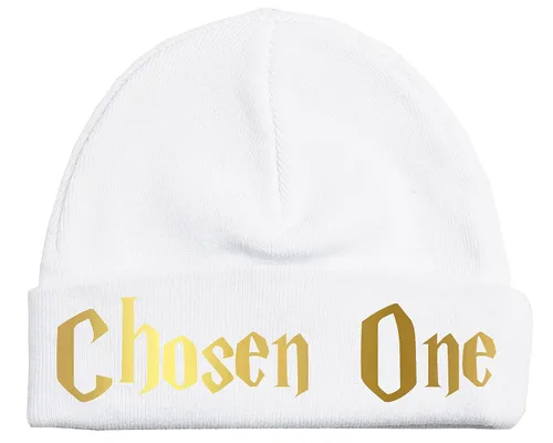 Vista 50 de Sombrero de bebé Wizard - Chosen One (tela negra - diseño dorado)