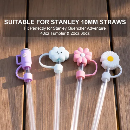 Vista 2 de Stanley Cup - Cubierta de popote para copa Stanley, 4 unidades, compatible con vasos Stanley de 30 y 40 onzas, accesorios de tazas Stanley