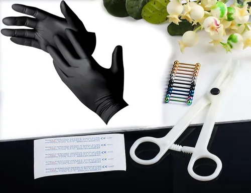 Vista 2 de Heienngy - Kit de piercings de 14G anillos de lengua anillos quirúrgicos de acero inoxidable para pezónlengua kit de joyería de calibre 14 agujas