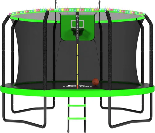 Vista 11 de Outdoor Trampoline with Net for Kids 10FT 12FT 14FT 15FT 16FT Negro
