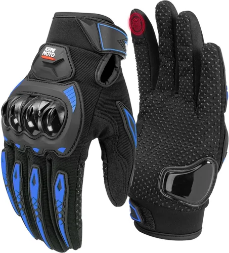 Vista 10 de KEMIMOTO - Guantes de motocicleta para hombres/mujeres, guantes de bicicleta de tierra con pantalla táctil y protección contra deslizamientos