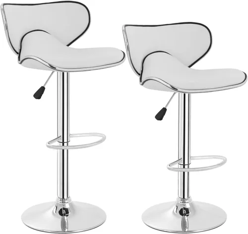 Vista 9 de Sillas giratorias taburetes de bar y modernas ajustable de piel sintética, conjunto de 2, Cuero, Negro