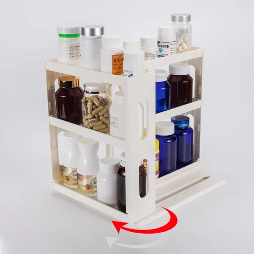 Vista 9 de Dutiplus Organizador de Medicinas 2 Estantes de Tres Niveles Gabinete Estante de Almacenamiento Organizador para Guardar Vitaminas, Suplementos