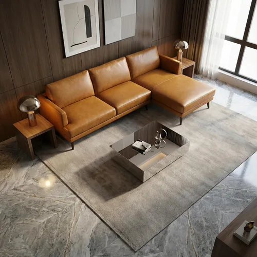 Vista 17 de Anthony - Sofá modular esquinero con orientación izquierda, sofá modular en forma de L de 4 asientos, sofá moderno tapizado suave para sala