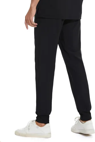 Vista 3 de COZYFIT Pantalones médicos para hombre, pantalones ajustados con 5 bolsillos, cintura de yoga, antiarrugas para hombre