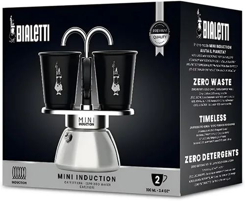 Vista 3 de Bialetti Mini Express Cafetera de inducción, aluminio, negro, 2 tazas