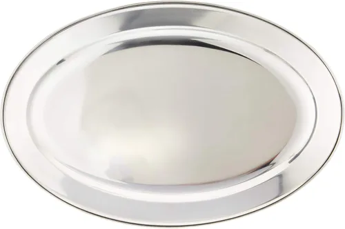 Vista 3 de Winco - Plato ovalado de acero inoxidable (18" x 11 1/2")
