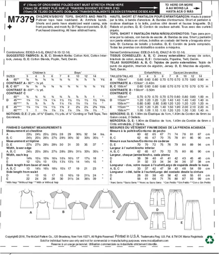 Vista 2 de McCall's Patterns Manga raglán y camisetas sin mangas, pantalones cortos y pantalones cargo