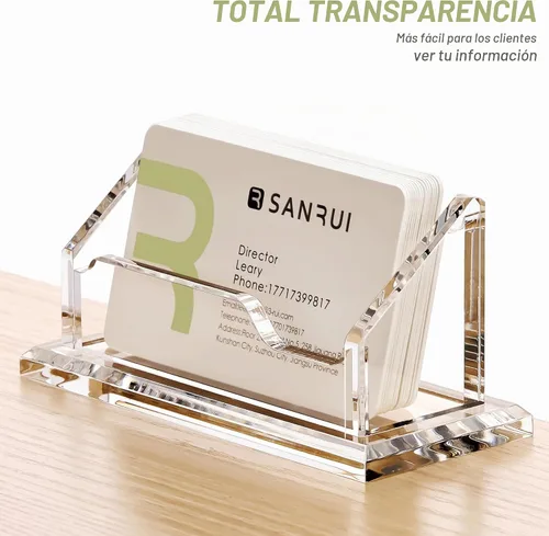 Vista 4 de SANRUI Tarjetero acrílico para escritorio, capacidad para 60 tarjetas