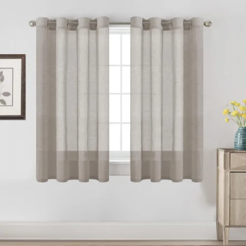 Vista 90 de H.VERSAILTEX Cortinas de lino de mezcla natural para sala de estar/cortinas de lino semitransparentes reductoras de luz de 54 pulgadas de largo