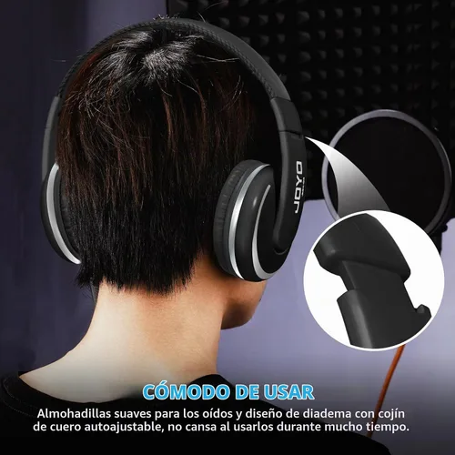 Vista 7 de JOYO Auriculares de estudio con cable con conector de 1/4 a 0.1 in para amplificador de guitarra, teclado, grabación, podcast, DJ, computadora