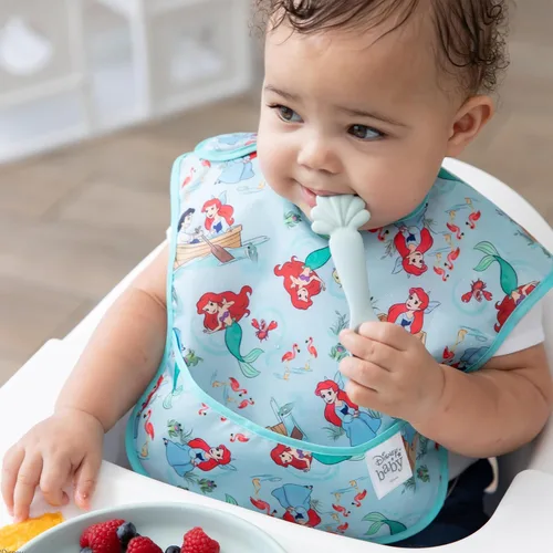 Vista 3 de Bumkins Disney - Juego de platos y cucharas para bebés y niños pequeños, plato de silicona para bebés y niños, destete LED, suministros