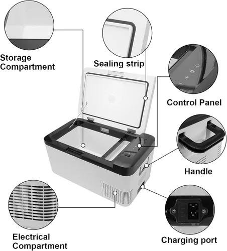 Vista 8 de Refrigerador portátil para automóvil, 12/24 V CC y 110-240 V CA (-4 °F ~ 68 °F) 18 L/19 cuartos de galón, mini refrigerador para RV, furgoneta
