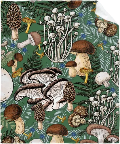 Vista 9 de Manta de regalo personalizada de hongos del bosque salvaje oscuro, manta de franela suave y ligera, adecuada para uso en cama, sala de estar