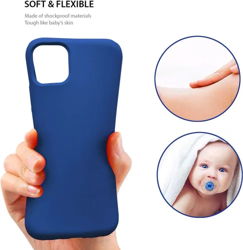 Vista 5 de ZUSLAB Funda de silicona nano compatible con Apple iPhone 12 / iPhone 12 Pro, goma de silicona líquida a prueba de golpes, cubierta suave de Azul