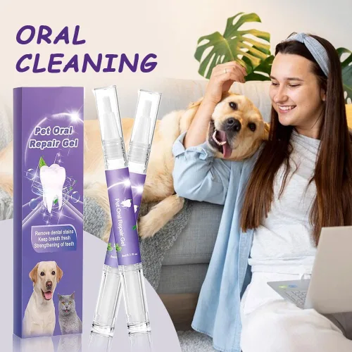 Vista 2 de Cepillo de dientes para mascotas, limpiador de dientes y aliento más fresco, gel de reparación oral para mascotas, gel de blanqueamiento